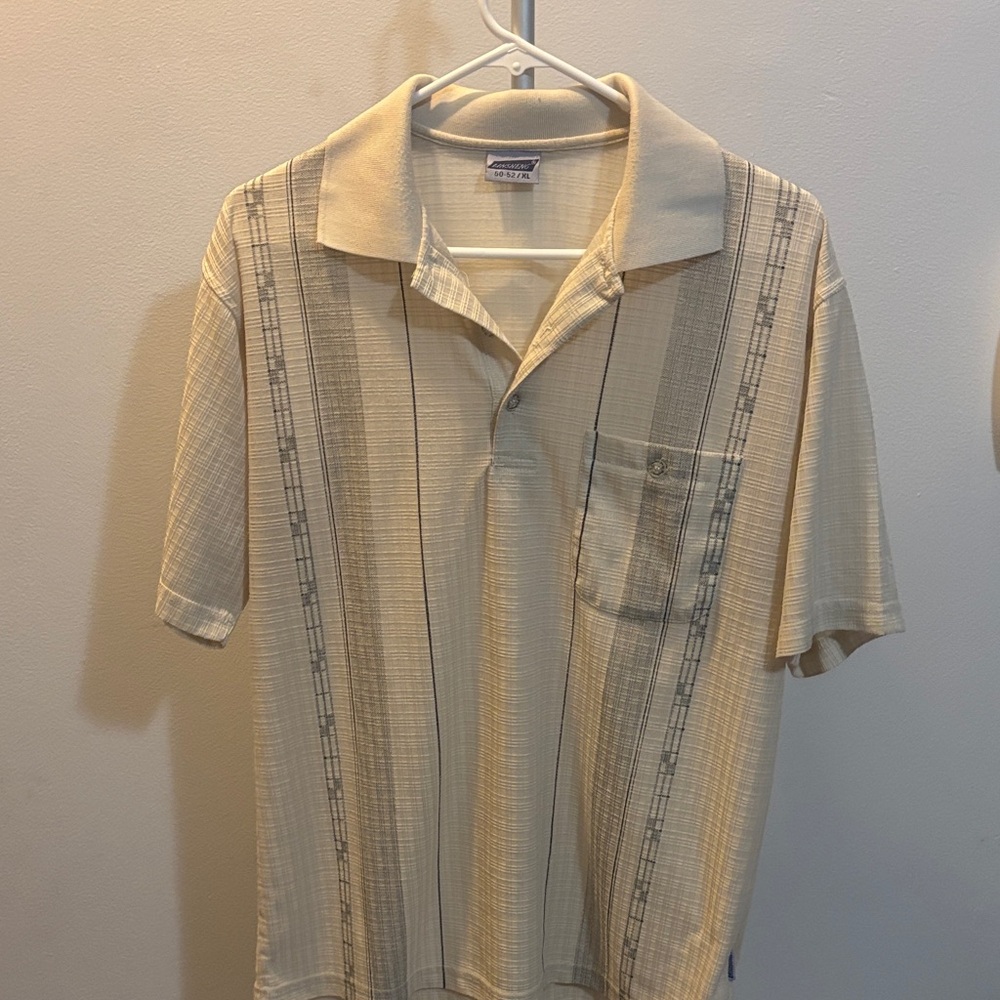 Classic Beige Polo Shirt with Stripes